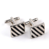 Zinc Alloy Cufflinks, Square, silver color plated, for man & enamel 
