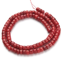 Natürliche Korallen Perlen, Rondell, rot, 4x5mm, Bohrung:ca. 1mm, Länge:ca. 15.5 ZollInch, ca. 100PCs/Strang, verkauft von Strang