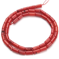Natürliche Korallen Perlen, Zylinder, rot, 4x8mm, Bohrung:ca. 1mm, Länge:ca. 15.5 ZollInch, ca. 50PCs/Strang, verkauft von Strang