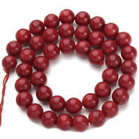 Natürliche Korallen Perlen, rund, verschiedene Größen vorhanden, rot, Bohrung:ca. 1mm, Länge:ca. 15.5 ZollInch, verkauft von Strang