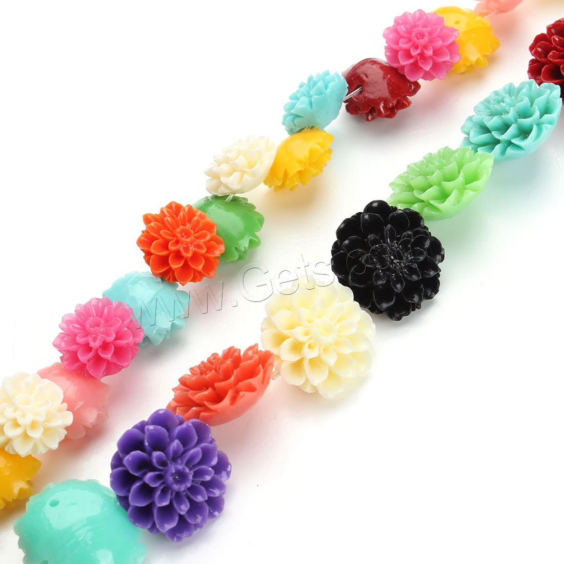 Natural Coral Beads, Resin, Flower, imitation coral & different size for choice, mixed colors, Hole:Approx 1mm, Length:Approx 15.5 Inch, Sold By Strand