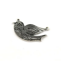 Animal Zinc Alloy Connector, Bird, antique silver color plated, 1/1 loop, lead & cadmium free Approx 1-1.5mm 