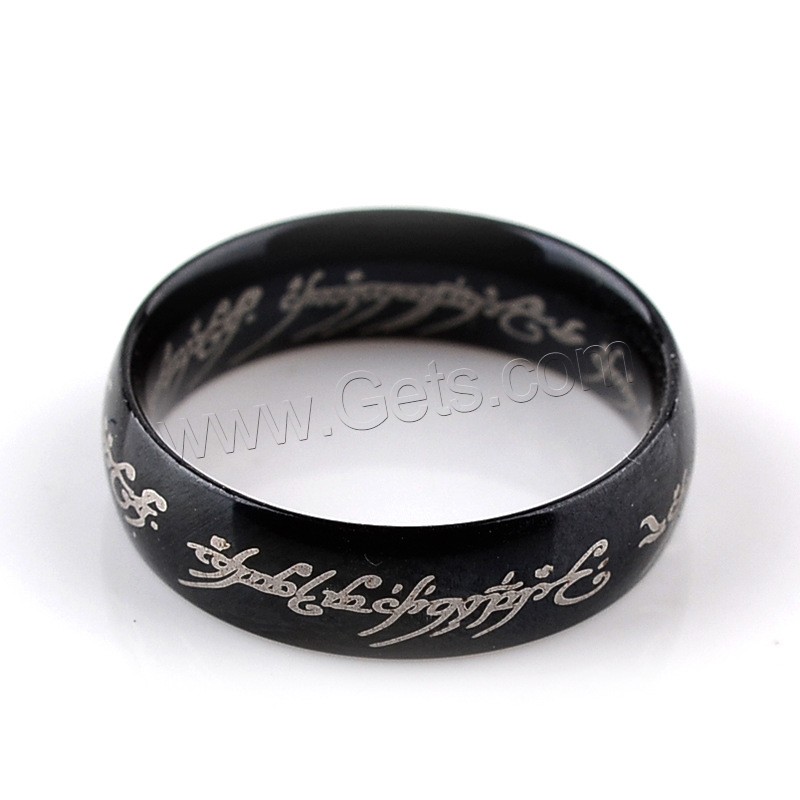 Stainless Steel Finger Ring, Donut, black ionic, different size for choice & with letter pattern, 18x22mm, Sold By PC