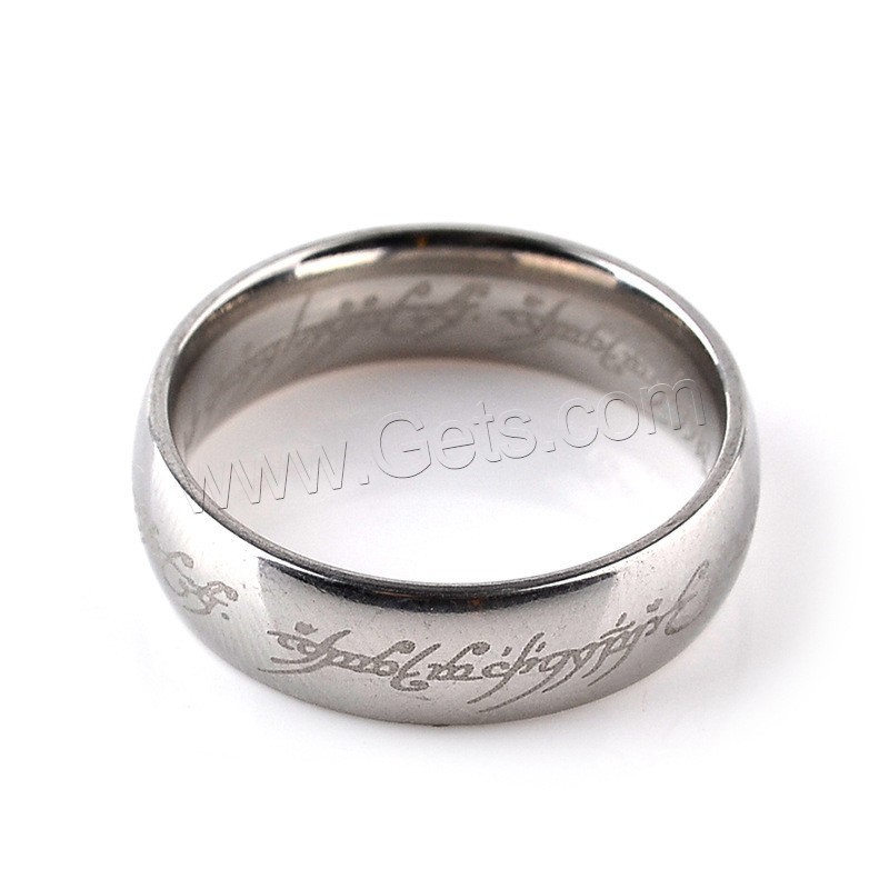 Stainless Steel Finger Ring, Donut, different size for choice & with letter pattern, original color, 18x22mm, Sold By PC