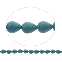 Synthetische Türkis Perlen, Tropfen, verschiedene Größen vorhanden, blau, Bohrung:ca. 1mm, Länge:ca. 15.5 ZollInch, verkauft von Strang