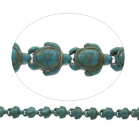 Synthetische Türkis Perlen, Schildkröter, blau, 15x18mm, Bohrung:ca. 1mm, Länge:ca. 15.5 ZollInch, ca. 22PCs/Strang, verkauft von Strang