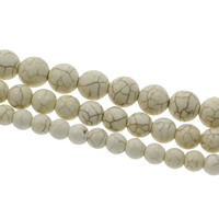 Synthetische Türkis Perlen, rund, verschiedene Größen vorhanden, weiß, Bohrung:ca. 1mm, Länge:ca. 15.5 ZollInch, verkauft von Strang[