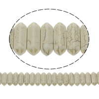 Synthetische Türkis Perlen, Pendel, weiß, 9x24mm, Bohrung:ca. 1mm, Länge:ca. 15.5 ZollInch, ca. 7SträngeStrang/kg, 44PCs/Strang, verkauft von kg