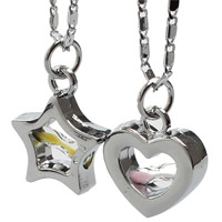 Zinc Alloy Couple Necklace, platinum color plated, with glass & sandglass & bar chain, 17mm 