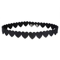 Fashion Choker Necklace, PU Leather, zinc alloy snap clasp, Heart, platinum color plated, adjustable & for woman, black Approx 14.1 Inch 