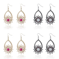 Crystal Rhinestone Earring, Zinc Alloy, with Crystal, 316L stainless steel earring hook, Flower, plated, with rhinestone 