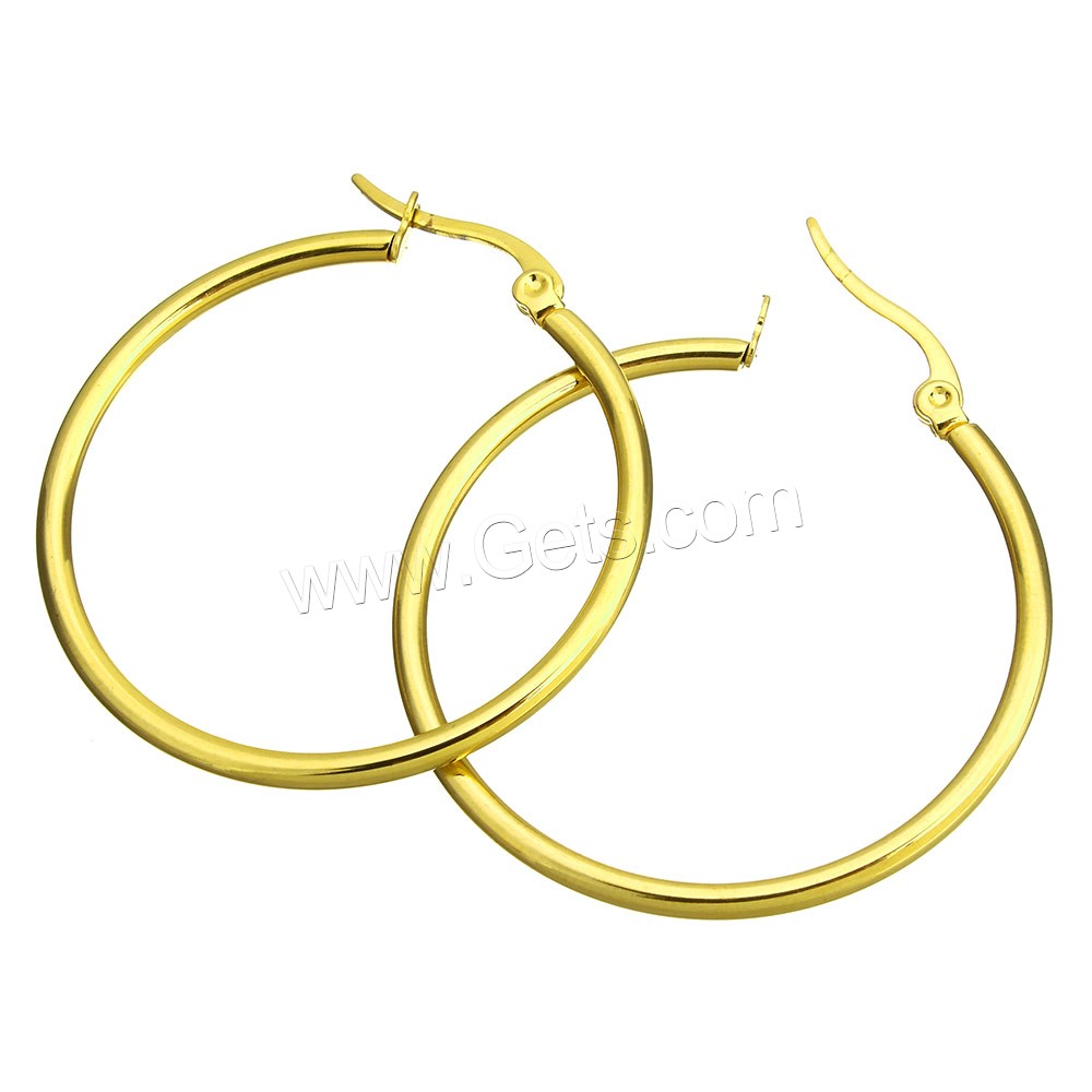 Edelstahl Hoop Ohrringe, goldfarben plattiert, verschiedene Größen vorhanden, verkauft von Paar