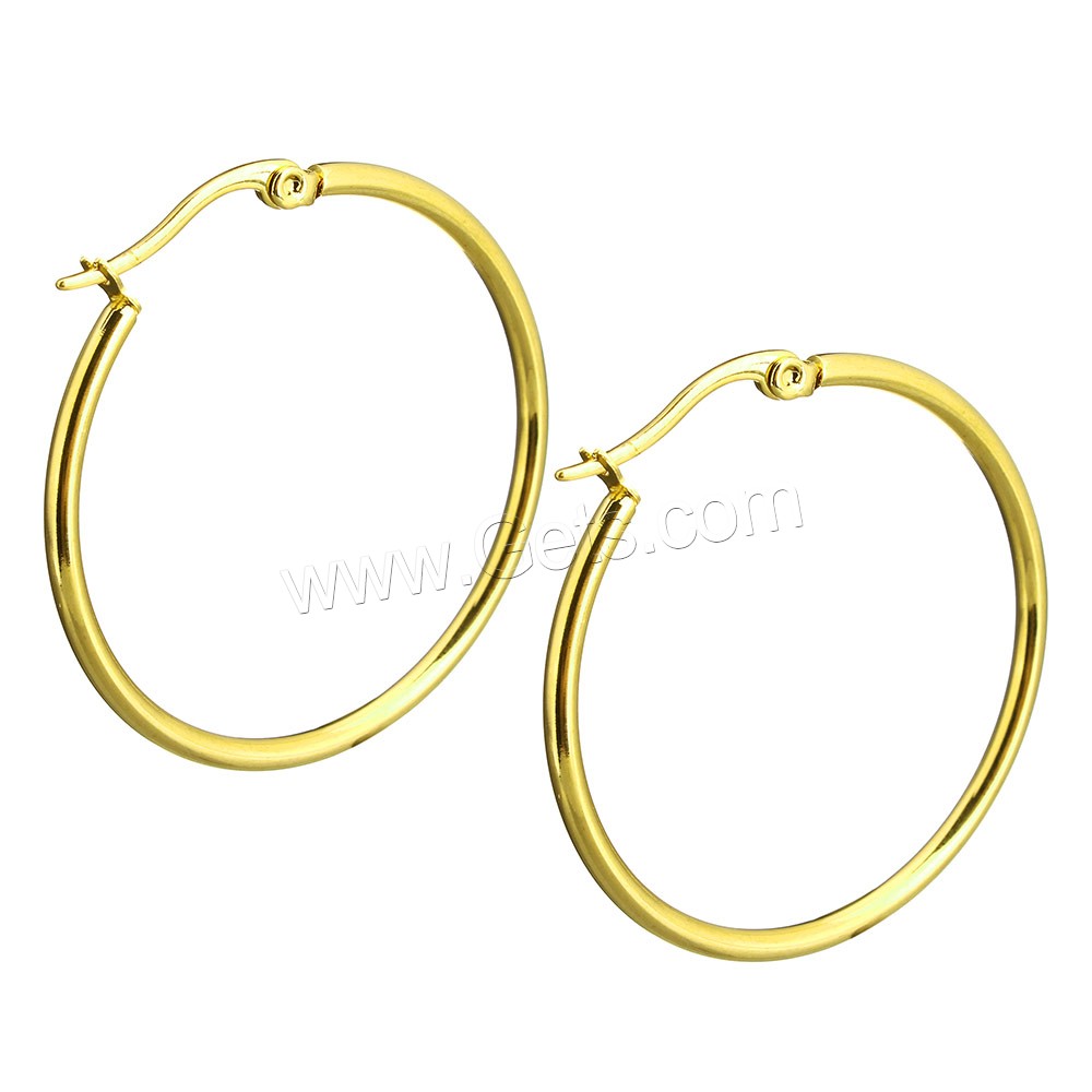 Edelstahl Hoop Ohrringe, goldfarben plattiert, verschiedene Größen vorhanden, verkauft von Paar