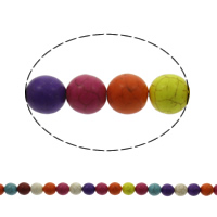 Synthetische Türkis Perlen, rund, verschiedene Größen vorhanden, gemischte Farben, Bohrung:ca. 1mm, Länge:ca. 15.5 ZollInch, verkauft von Strang