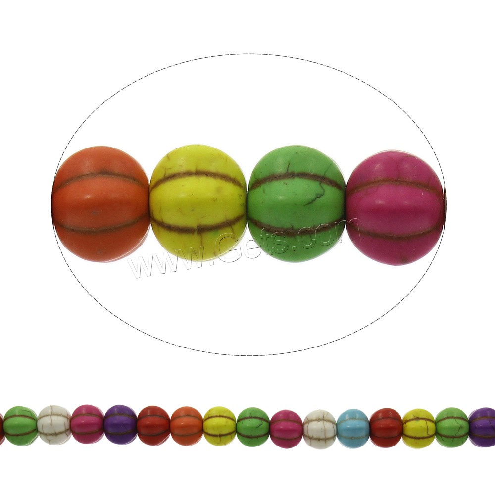 Perles en Turquoise synthétiques, Citrouille, normes différentes pour le choix, couleurs mélangées, Trou:Environ 1mm, Longueur:Environ 15.5 pouce, Vendu par brin