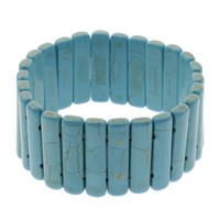 Синтетический Бирюзовый браслет, Синтетическая бирюза, Прямоугольная форма, голубой длина:Приблизительно 7.5 дюймовый, продается Strand