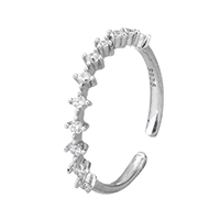 Цирконий Микро вымощает стерлингового серебра палец кольцо, Серебро 925 пробы, инкрустированное микро кубического циркония & Женский, 3mm, размер:6, продается PC