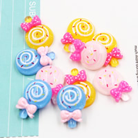 Mobile Phone DIY Decoration, Resin, Candy, flat back & with round spot pattern & colorful powder, mixed colors 