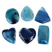 Lace Agate Pendants, blue - Approx 1mm 