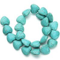 Synthetische Türkis Perlen, Herz, blau, 16x18mm, Bohrung:ca. 1.5mm, Länge:ca. 15.5 ZollInch, ca. 22PCs/Strang, verkauft von Strang