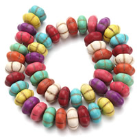 Synthetische Türkis Perlen, Kürbis, gemischte Farben, 14x7mm, Bohrung:ca. 1.5mm, Länge:ca. 15.5 ZollInch, ca. 26PCs/Strang, verkauft von Strang