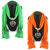 Polyester Long Pendant Scarf, with Zinc Alloy, Wing Shape, plated, for woman 