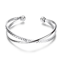 Newegg® Jewelry Bracelet, Brass, platinum plated, flower cut & open & for woman 