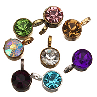 Zinc Alloy Rhinestone Pendants, Flat Round, plated, faceted & with rhinestone Approx 1.5mm 