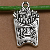 En alliage de zinc alimentaire pendentif, fritespommes de terre frites, Plaqué de couleur d'argent, avec le motif de lettre, sans plomb et cadmium Environ 1.5mm Vendu par sac