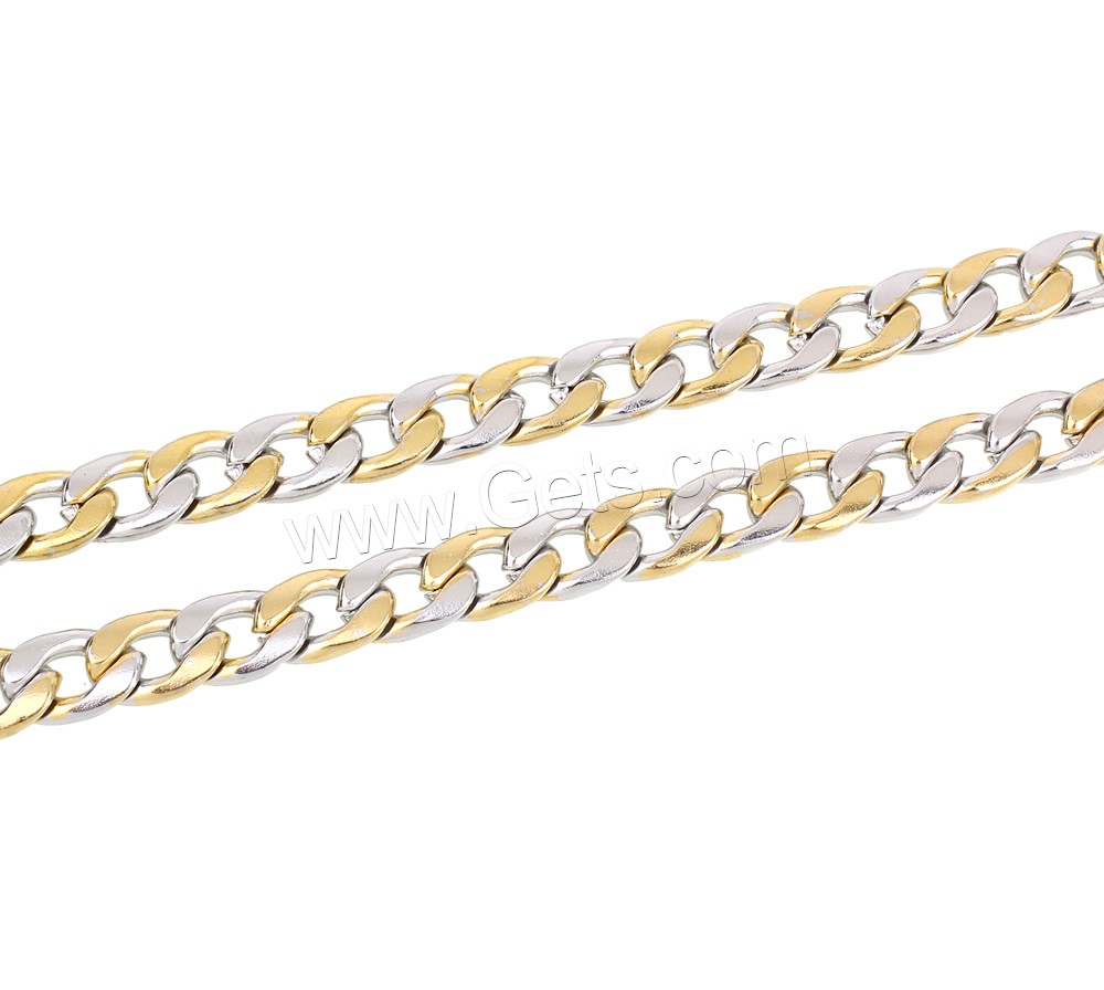 Unisex Bracelet, Stainless Steel, plated, different size for choice & curb chain & two tone, Length:Approx 8 Inch, Sold By Strand