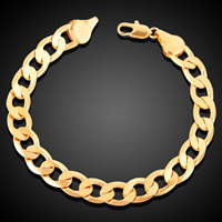 Men Bracelet, Brass, 18K gold plated, curb chain & for man, lead & cadmium free, 5mm Approx 8 Inch 