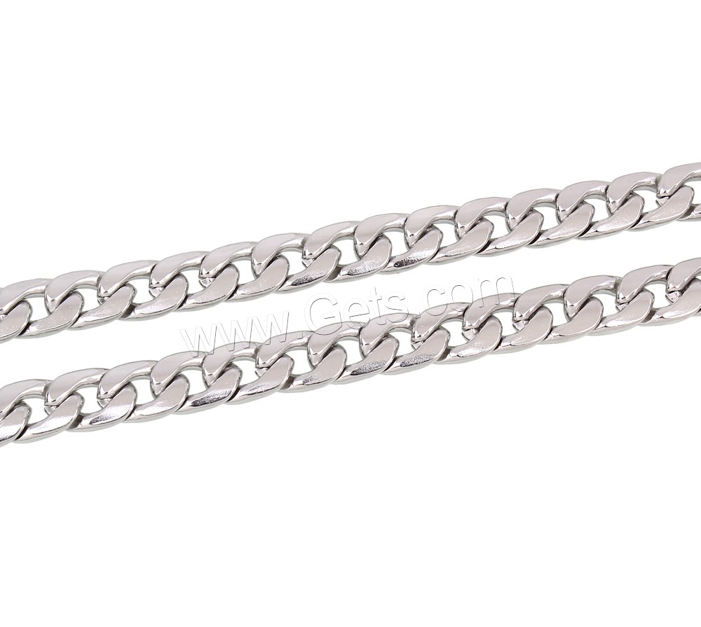 Unisex Bracelet, Stainless Steel, different size for choice & curb chain, original color, Length:Approx 8 Inch, Sold By Strand
