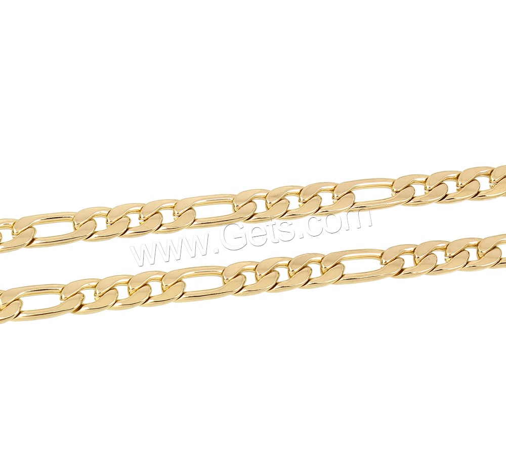 Unisex Bracelet, acier inoxydable, Placage de couleur d'or, unisexe & normes différentes pour le choix & chaîne Figaro, Longueur:Environ 8 pouce, Vendu par brin