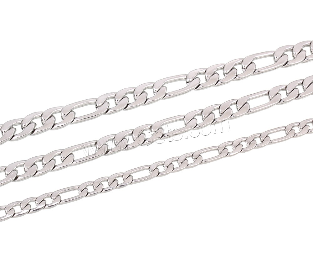 Unisex Bracelet, Stainless Steel, different size for choice & figaro chain, original color, Length:Approx 8 Inch, Sold By Strand