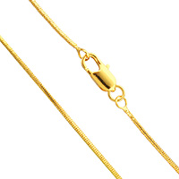 Collier de chaîne en laiton, Plaqué d'or 24K, chaîne serpent & pour homme Environ 17.5 pouce, Vendu par brin