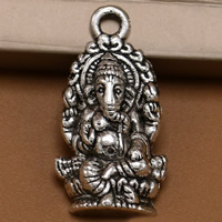 Pendentif bijoux bouddhistes, alliage de zinc, Ganesha, Plaqué de couleur d'argent, sans plomb et cadmium Environ 1.5mm Vendu par sac