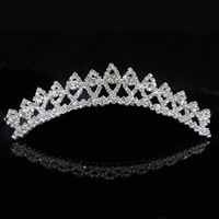 Bridal Tiaras, Zinc Alloy, Crown, platinum color plated, for bridal & with rhinestone, lead & cadmium free, 120mm 