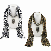 Polyester Long Pendant Scarf, with Resin & Zinc Alloy, Owl, plated & for woman 