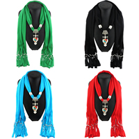 Polyester Long Pendant Scarf, with Cats Eye & Crystal & Zinc Alloy, Owl, platinum color plated, for woman & faceted & with rhinestone 