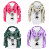 Polyester Long Pendant Scarf, with Zinc Alloy, Horse, plated, for woman & enamel & with rhinestone 