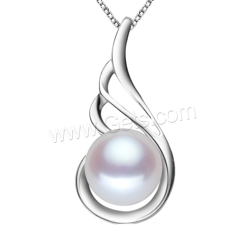 Cultured Freshwater Pearl Brass Pendant, with Freshwater Pearl, real silver plated, natural & different size for choice, white, lead & cadmium free, Hole:Approx 1-2mm, Sold By PC