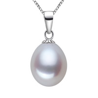 Cultured Freshwater Pearl Brass Pendant, with brass bail, Rice, real silver plated, natural white Approx 2-4mm 