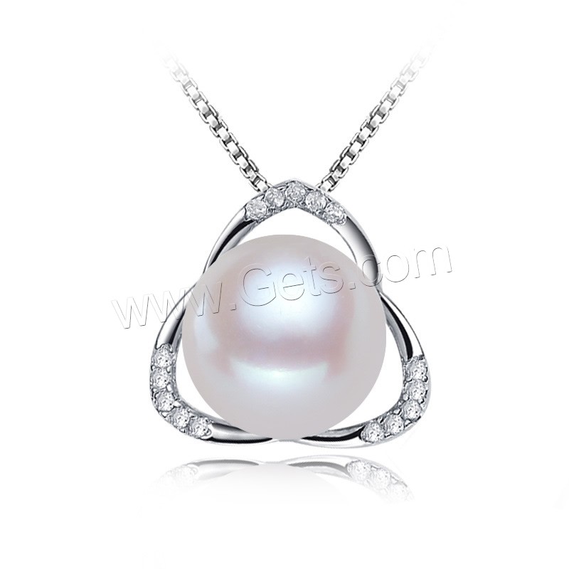 Cubic Zirconia Brass Pendants, with Freshwater Pearl, Flower, real silver plated, natural & different size for choice & with cubic zirconia, white, lead & cadmium free, Hole:Approx 1-2mm, Sold By PC