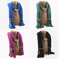 Polyester Long Pendant Scarf, with Zinc Alloy, plated & for woman 