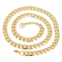 Stainless Steel Chain Necklace, gold color plated, Unisex & curb chain Approx 23.5 Inch [