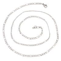 Collar de cadena de acero inoxidable, unisexo & cadena Figaro, color original, 3x6.5x0.5mm, longitud:aproximado 23.5 Inch, Vendido por Sarta