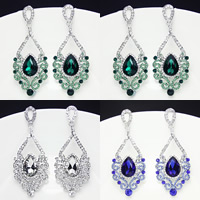 Crystal Rhinestone Earring, Zinc Alloy, with Crystal, stainless steel post pin, platinum color plated, faceted & with rhinestone lead & cadmium free 