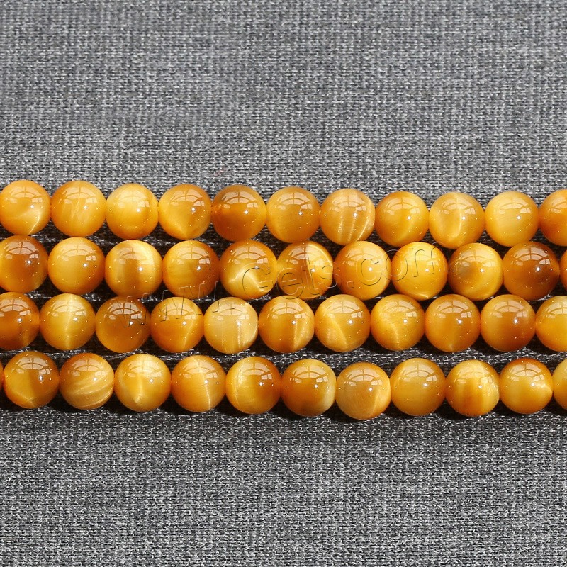 Tiger Eye Beads, Round, natural, different size for choice, gold, Grade AAAAA, Length:Approx 15.5 Inch, Sold By Strand