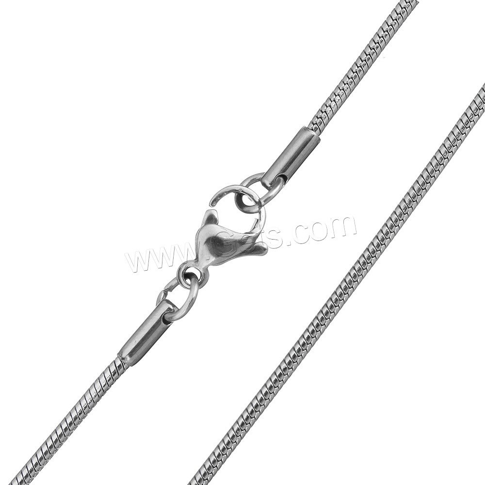 Fashion Stainless Steel Necklace Chain, different size for choice & snake chain, original color, Length:Approx 18 Inch, Sold By Strand
