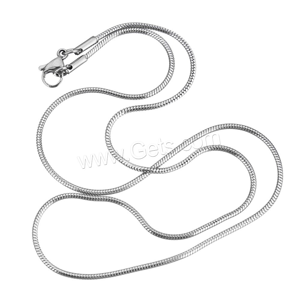 Fashion Stainless Steel Necklace Chain, different size for choice & snake chain, original color, Length:Approx 18 Inch, Sold By Strand
